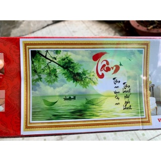 TRANH ĐÍNH ĐÁ Chữ Tâm phong cảnh VS130 |80x52cm| Chưa đính