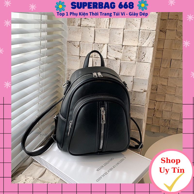 Balo nữ da mềm thời trang hàn quốc trẻ trung đi học, du lịch, dạo phố, đi chơi Superbag 360