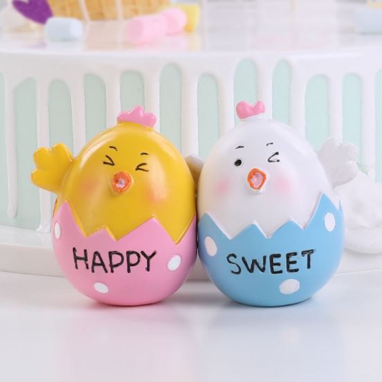 Phụ Kiện Trang Trí Bánh Sinh Nhật Bánh Kem - Cặp Đôi Gà Vương Miện