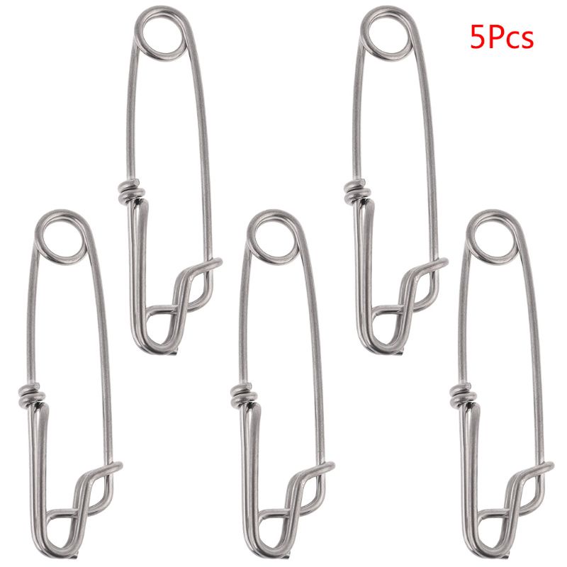 Bộ 5 Móc Câu Cá Dài Bằng Thép Không Gỉ Có Thể Xoay Vòng Tiện Dụng