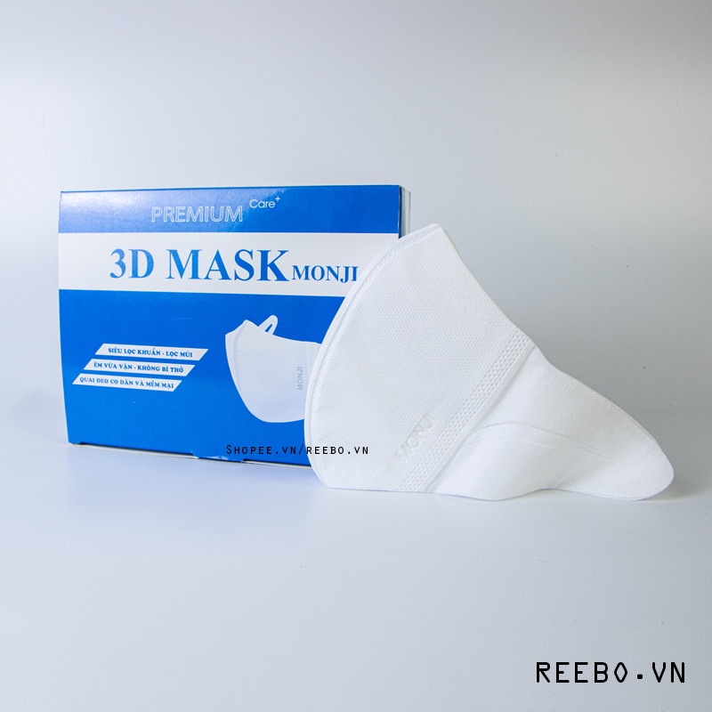 Khẩu Trang 3D Mask Monji công nghệ dập Nhật Bản hộp 50 cái - Hàng Chính Hãng công ty Trung Hiếu