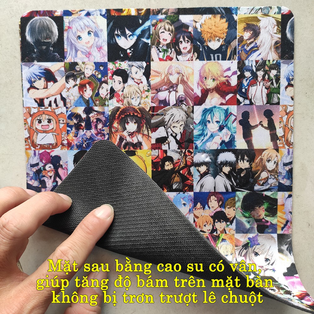 Lót chuột máy tính hình Anime kích cỡ bàn di chuột lớn 18x22cm chất liệu mouse pad cao su vải In ấn đầy đủ các nhân vật