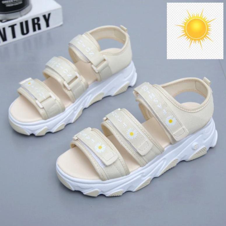 Giày sandal nữ fashion 3 quai hình hoa cúc 💥HOTTREND - GIÁ RẺ💥 Sandal nữ đế tripel cao 4cm êm và nhẹ