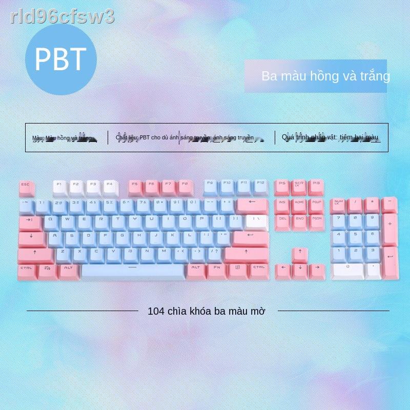( rẻ mà chất lượng)Bàn phím cơ PBT màu hồng và trắng keycap 104 trục xanh lá cây đen trà mờ hai vệ tinh phổ quát