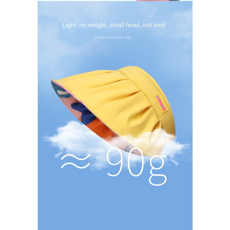 Lemonkid Mũ chống nắng trẻ em mới mở rộng vành che nắng mùa hè UPF50 + mũ bảo vệ chống nắng mũ cha mẹ-trẻ em thiết bị ngoài trời
