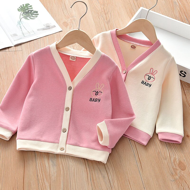 2-6 Years Children Girls Knitted Cardigan Coats Fashion V-Neck Buttons Autumn Spring Outwear Sweater