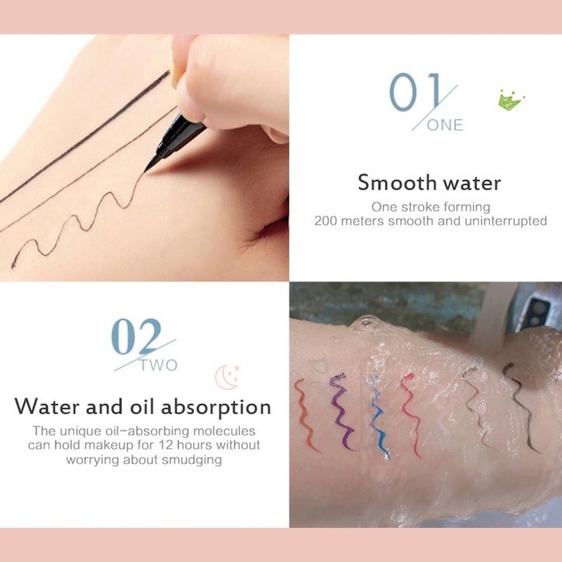 Bút Kẻ Mắt Dạng Lỏng Nhanh Khô Chống Thấm Nước Lâu Trôi 9 Màu Tùy Chọn Kiểu Dáng Dễ Thương