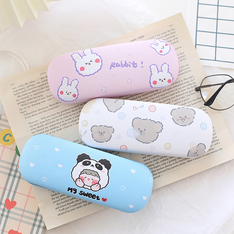 Hộp da đựng kính cận kính mát đáng yêu tặng kèm khăn lau kính
