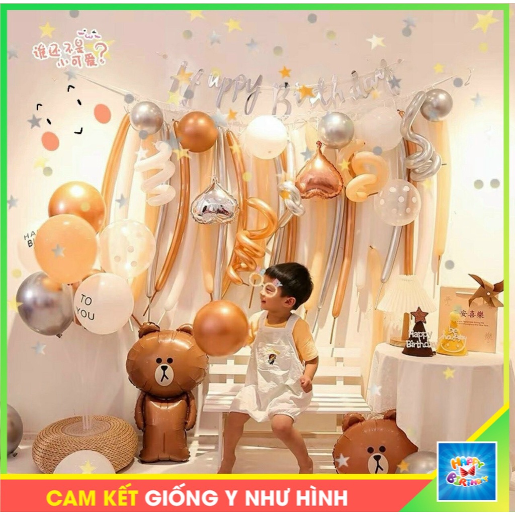 Set bóng trang trí sinh nhật Handmade tại nhà kiểu Hàn Quốc [Tặng kèm BƠM + KEO DÁN]