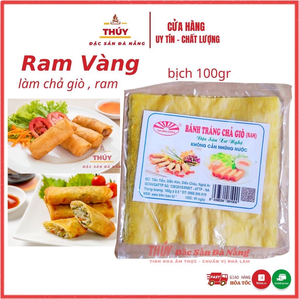 lá ram vàng túi 100gr gồm 20 đến 25 lá bánh làm chả giò