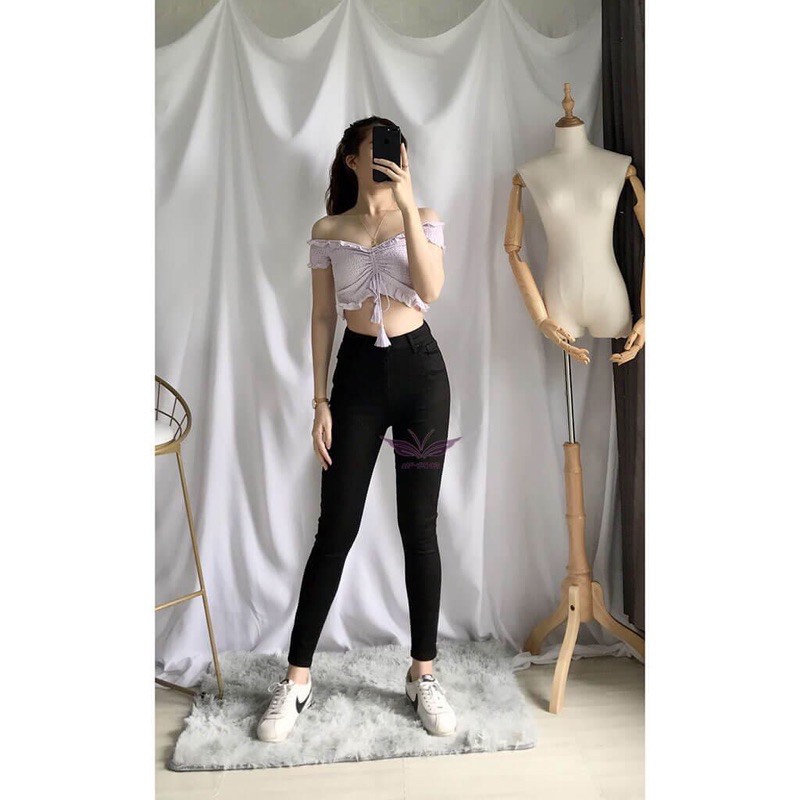 [Mã WASTMAY giảm 15% tối đa 30K đơn 150K] Quần Jeans Nữ 9 Tấc Siêu Co Giãn Cạp Cao/đen/vnxk | BigBuy360 - bigbuy360.vn