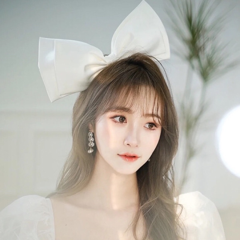 Nơ Lụa cài tóc trắng trơn