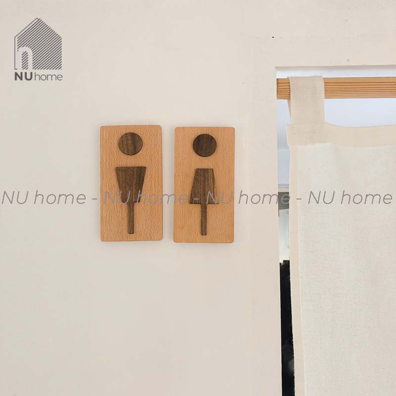 nuhome.vn | Bảng toilet, biển WC, icon nhà vệ sinh bằng gỗ tự nhiên cao cấp thiết kế đơn giản mộc mạc và đẹp mắt