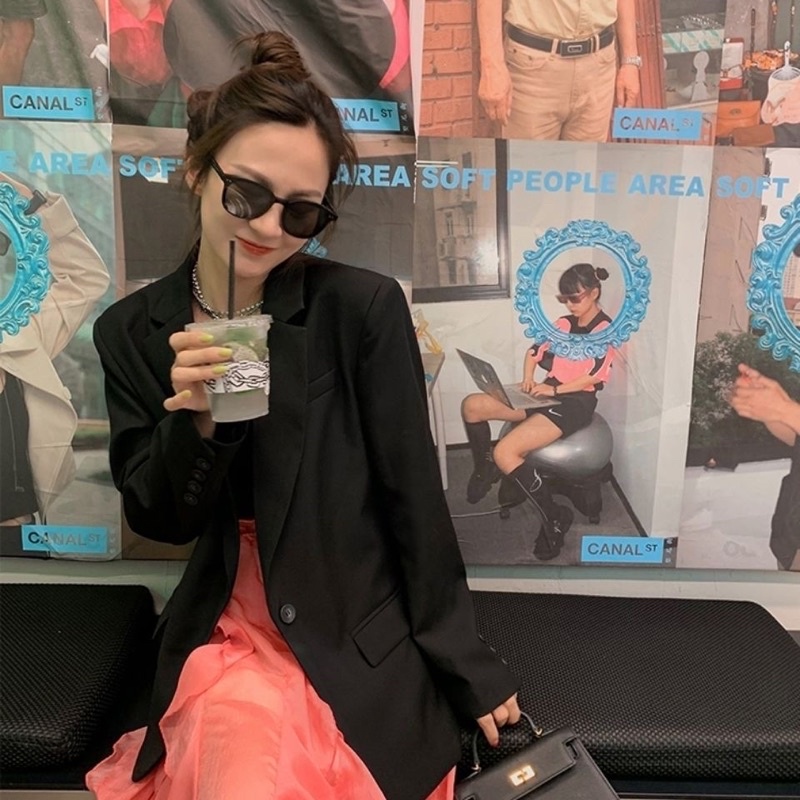 Áo Blazer tay dài màu trơn cho nữ- Áo Blazer Vest Nữ 2 Lớp Khoác Ngoài Dài Tay Kiểu Dáng Trẻ Trung | BigBuy360 - bigbuy360.vn