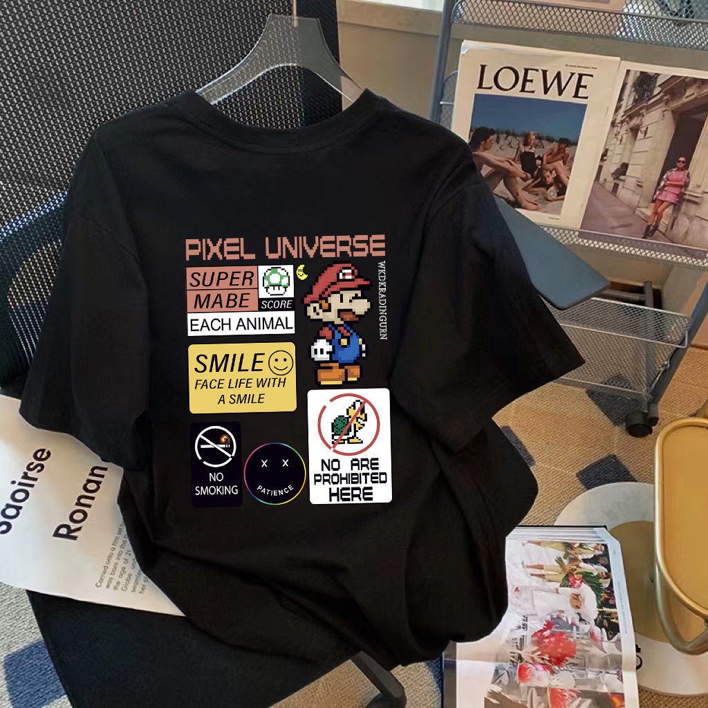 Áo Thun Ngắn Tay Cỡ Lớn In Họa Tiết Dễ Thương Thời Trang Mùa Hè Cho Nữ