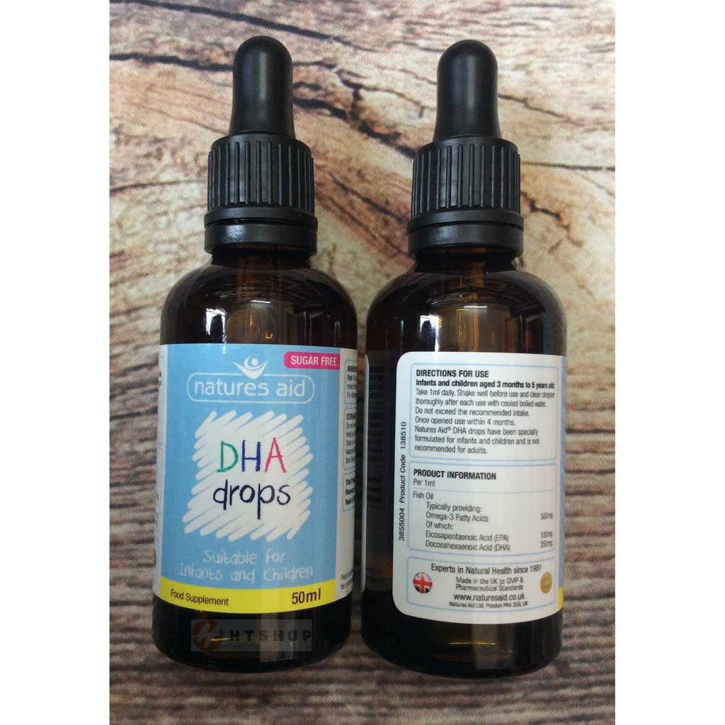 Natures Aid DHA Mini Drops 50ml Giúp Bé Thông Minh Nhanh Nhẹn của Anh Quốc