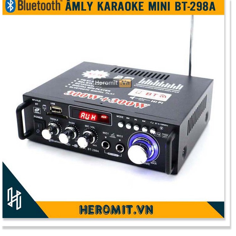 Âm Ly Bluetooth Karaoke Mini ❣️CHÍNH HÃNG❣️ Amly 12V 220V Đánh Chim Đêm