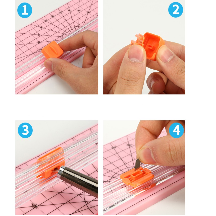 Bàn nhựa cắt giấy A4 nhỏ gọn, tiện lợi cắt được cả giấy đã ép màng tặng kèm 5 lưỡi dao