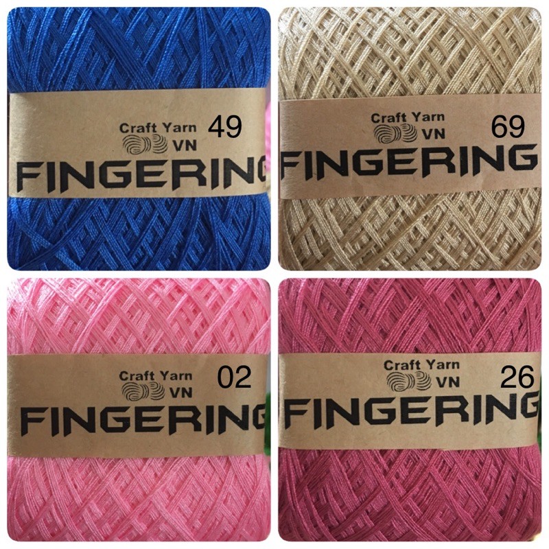 Sợi Fingering cotton Nhật bóng chập 4