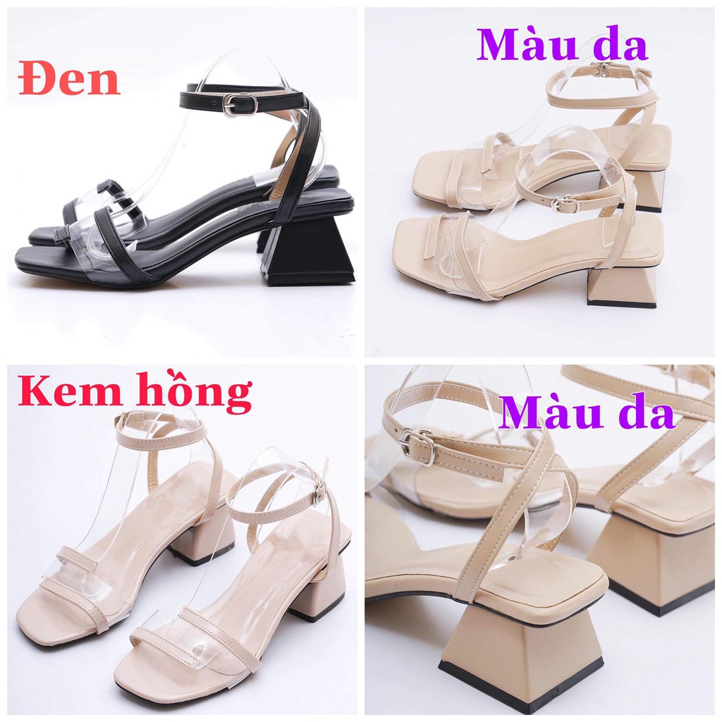 Sandal quai mảnh cắt gót vuông xinh lem cao 5cm-A71