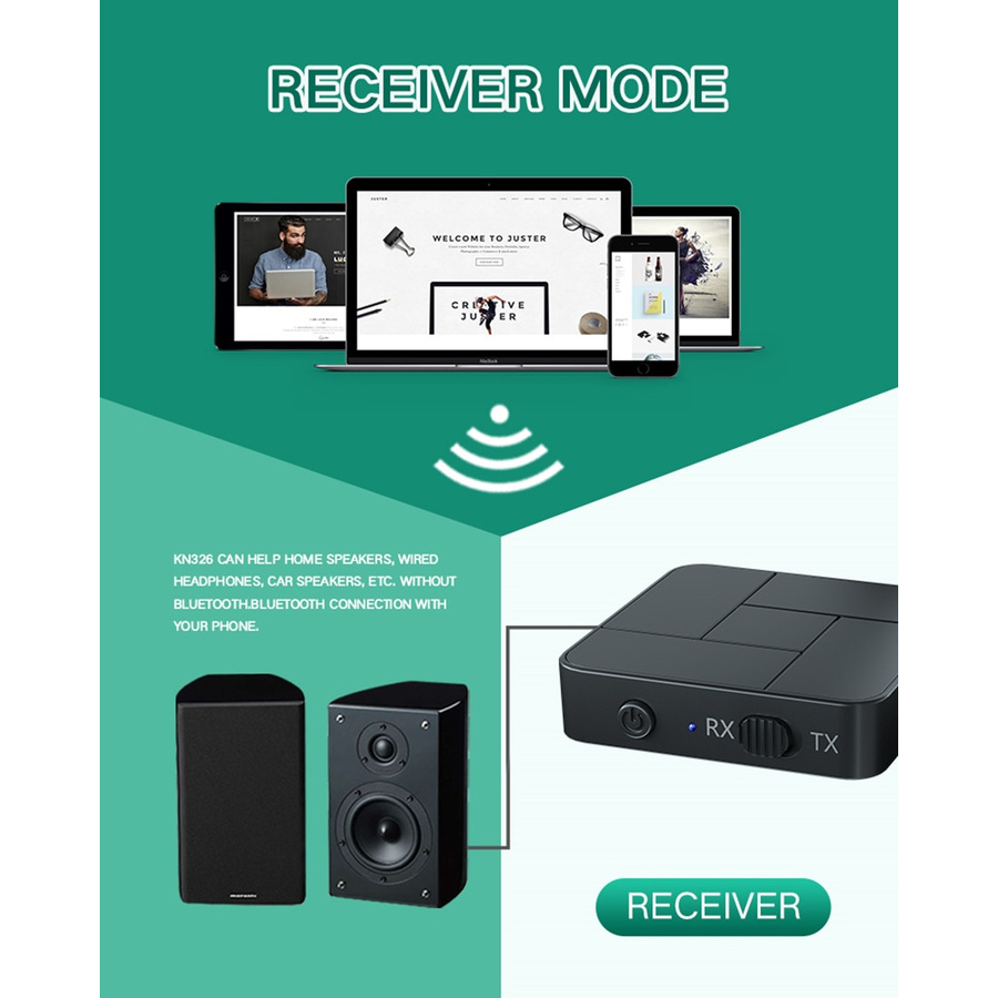 2in1 Bluetooth 5.0 Audio Receiver Transmitter Adapter 3.5mm AUX Jack RCA Dongle For Car TV PC Headphone