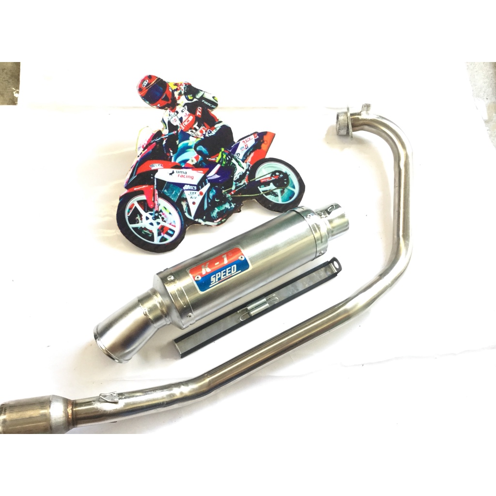 Pô k1 trắng full cổ inox thẳng găn cho nhiều loại xe