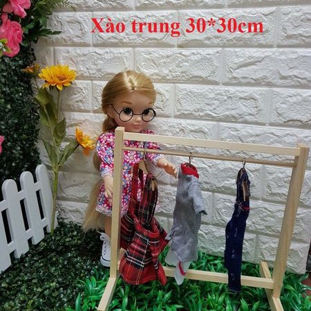 {Xã Lỗ} Xào Gỗ Treo Quần Áo Búp Bê (không kèm móc)