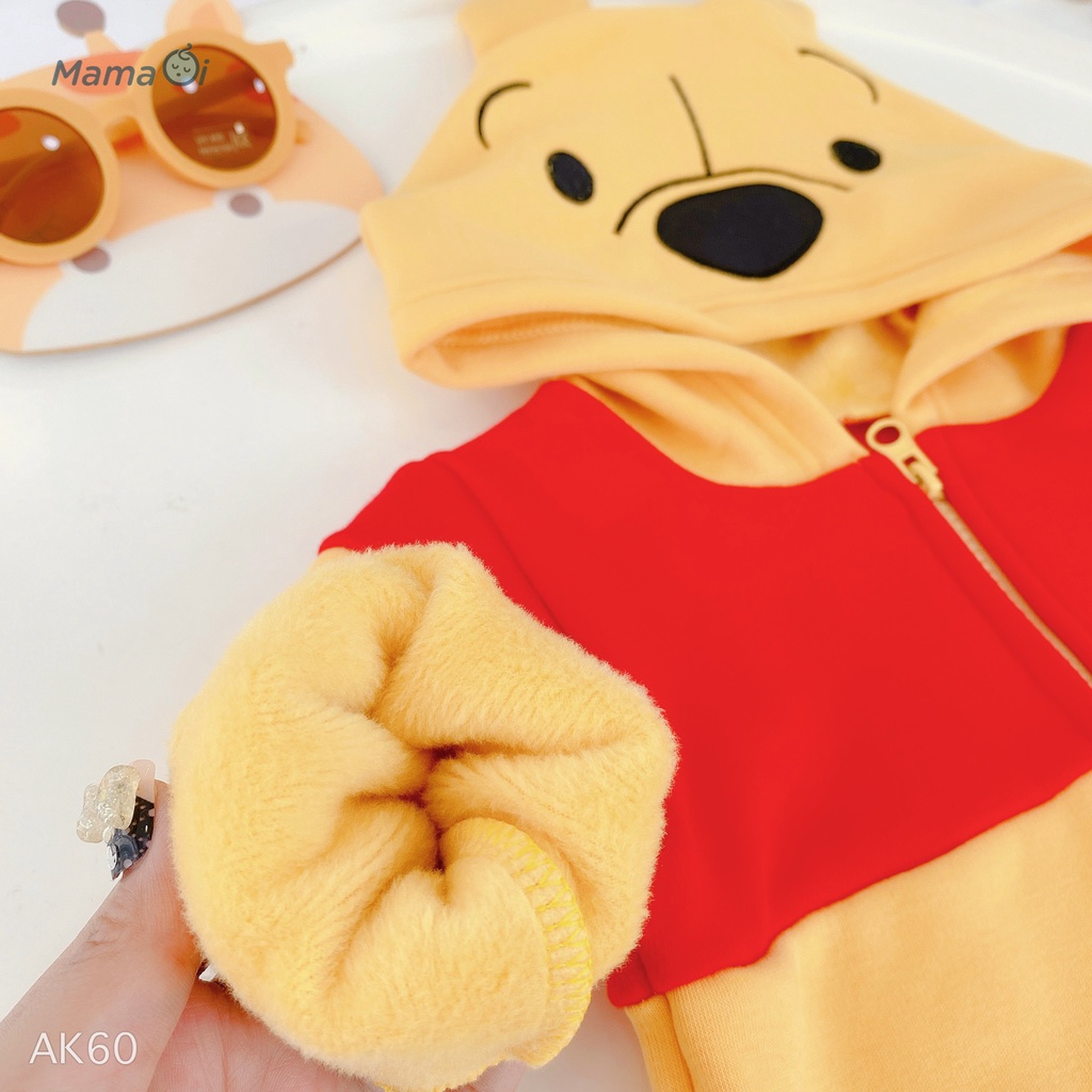 AK60 ÁO KHOÁC GẤU POOH CÓ MŨ SIÊU DỄ THƯƠNG CHO BÉ CỦA MAMAOI -  THỜI TRANG CHO BÉ