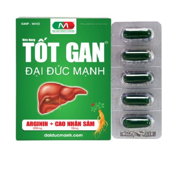 TỐT GAN ĐẠI ĐỨC MANH (Bảo Vệ Gan, Tăng Cường Chức Năng Gan, Thanh Nhiệt, Giải Độc Gan)Hộp 60 Viên