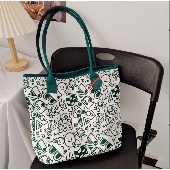 Túi tote vải canvas  đeo vai nữ đựng vừa laptop cỡ lớn Đi Học Đi Chơi phong cách Nhật Bản