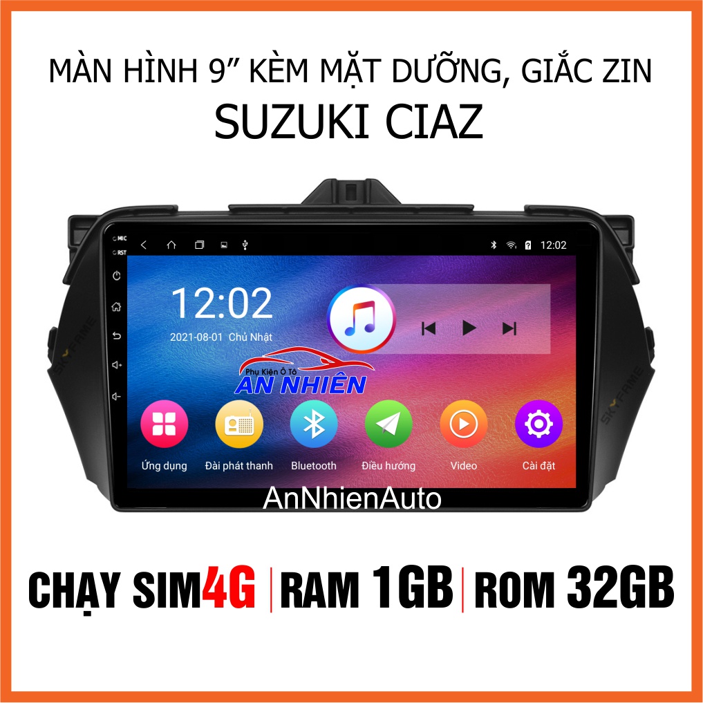 Màn Hình Android 9 inch Cho Xe CIAZ 2015-2021 - Đầu DVD Android Kèm Mặt Dưỡng Giắc Zin Cho SUZUKI CIAZ - Điều Khiển Giọn