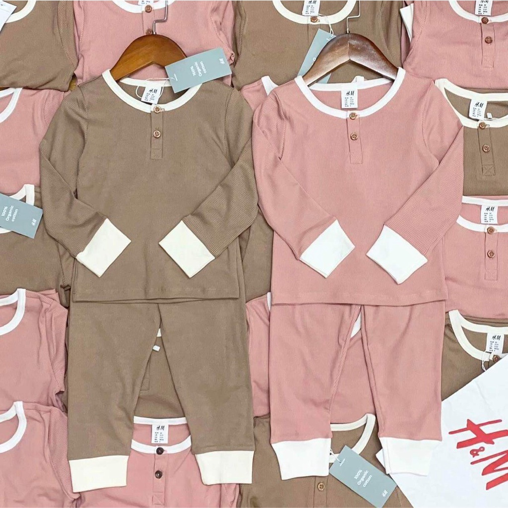 Bộ quần áo chất len tăm dài tay thu đông HM cho bé trai bé gái sale size 12M-6Y HM03 Lamiha