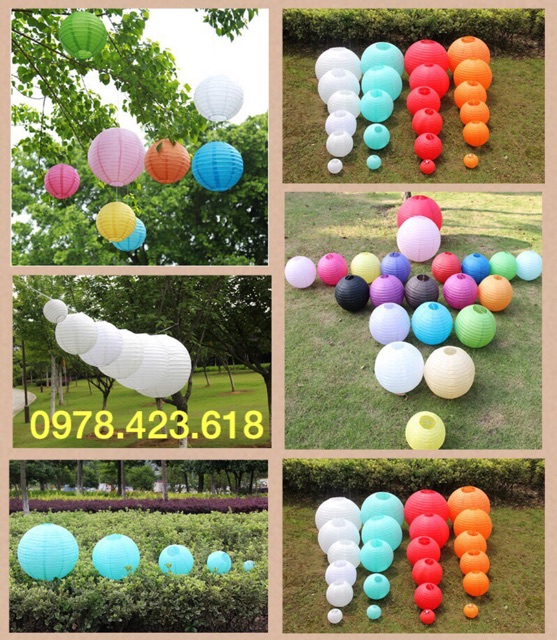 [25cm] Đèn lồng Giấy Tròn đủ màu sắc trang trí lớp học, văn phòng, siêu thị, fpt, thế giới di động giá rẻ nhất