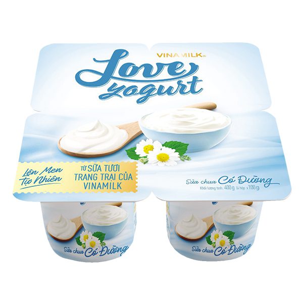 SỮA CHUA ĂN GREEN FARM ÍT ĐƯỜNG / CÓ ĐƯỜNG - VỈ 4 HỘP 100G