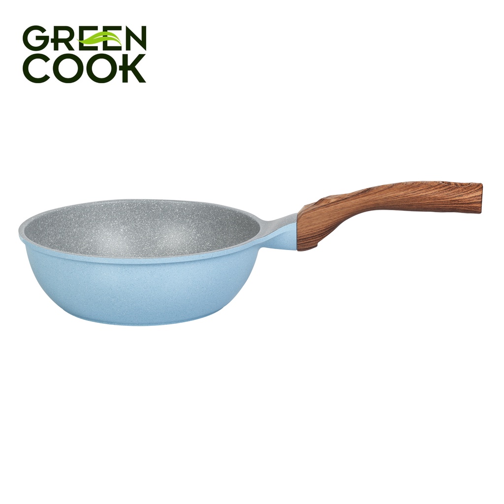 Chảo đúc đáy từ men đá xanh sapphire Green Cook GCP09 với 10 lớp chống dính an toàn cho sức khoẻ, công nghệ Hàn Quốc dùn