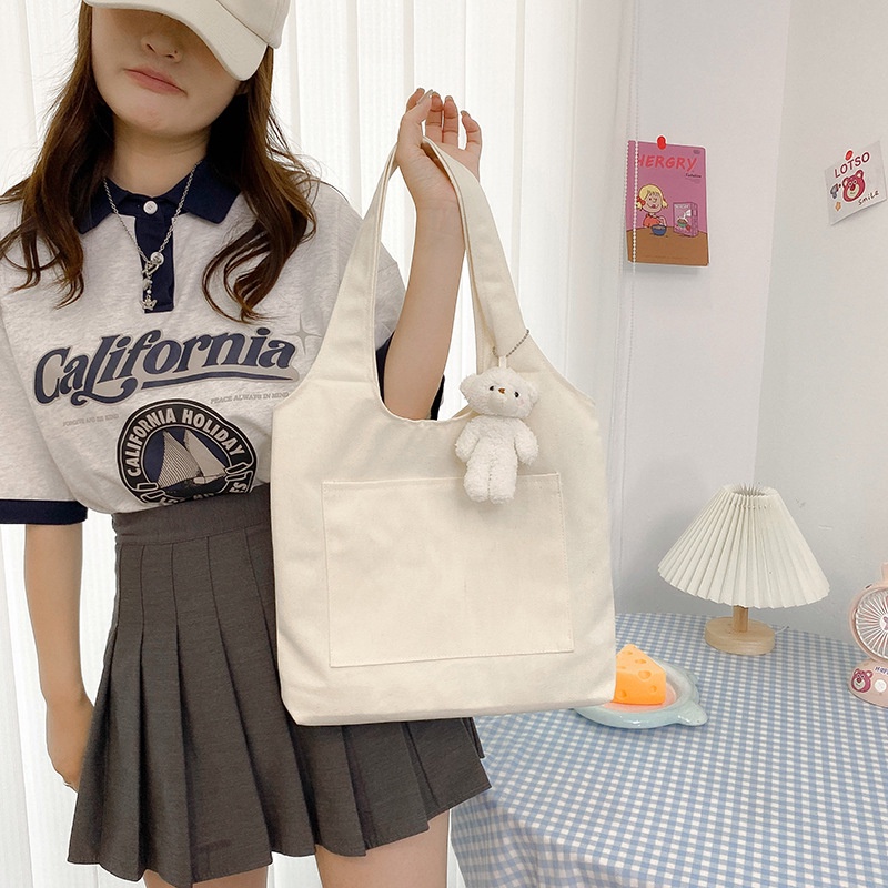 Túi Xách Tay Bằng Vải Canvas In Họa Tiết Trẻ Trung Dành Cho Nữ