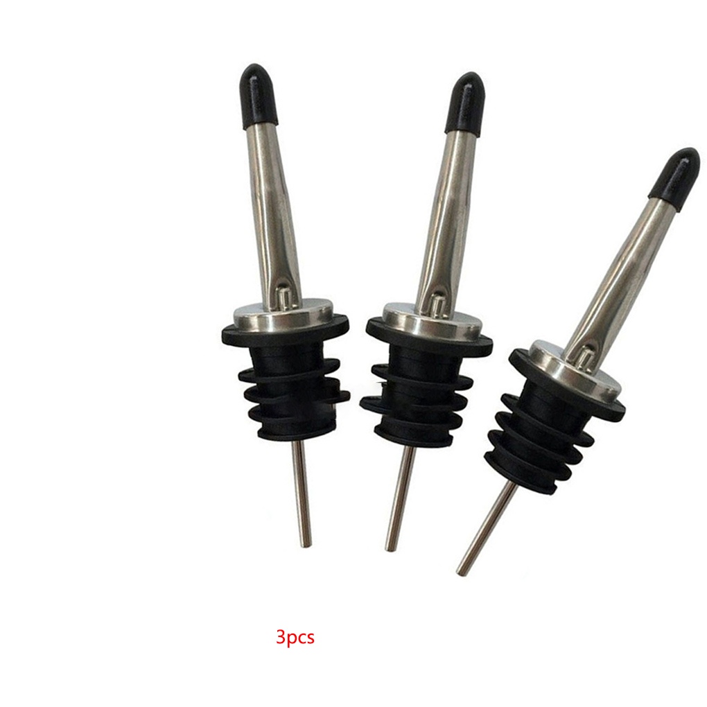 [Coco] 3pcs Wine Pourers Tapered Spout Speed Pourers Stainless Steel Spouts with Rubber Stoppers
