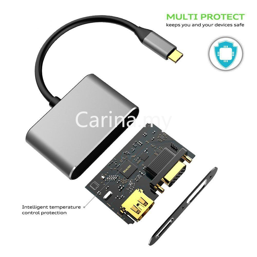 Bộ Chuyển Đổi Âm Thanh / Hình Ảnh Từ Usb 3.1 Type C Sang 4k Ra Rachel4 Trong 1 Cho Macbook Air Pro Laptop Pc Smart Tv Ipad Huawei