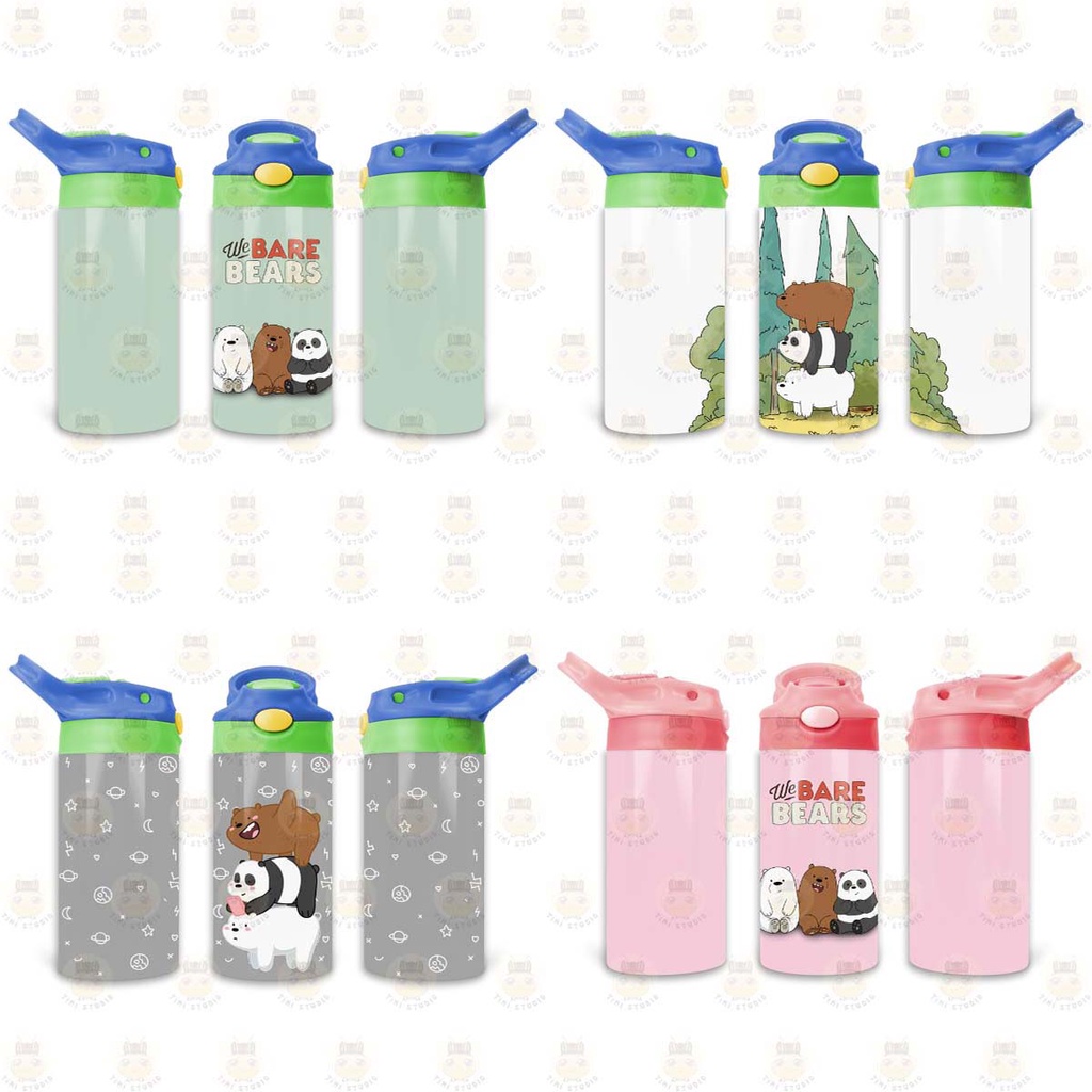 Bình Uống Nước Giữ Nhiệt Cho Bé Có Ống Hút Hình We Bare Bears - Tỉ Mỉ Studio - Mã 0707KT01