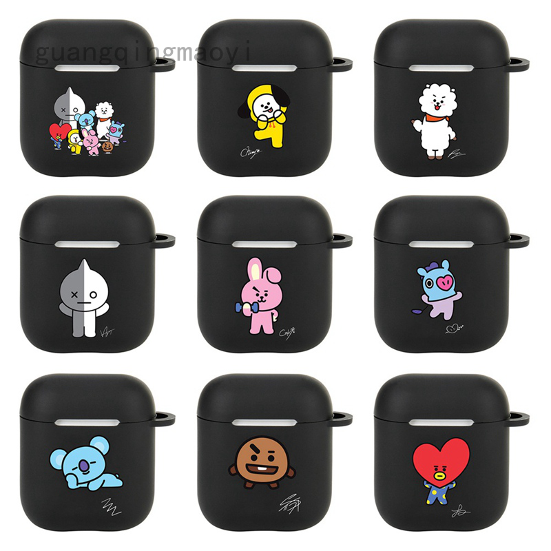 Vỏ Bảo Vệ Hộp Sạc Tai Nghe Airpods Pro Bằng Silicon Họa Tiết Hoạt Hình Bt21 Dễ Thương Kèm Móc Khóa