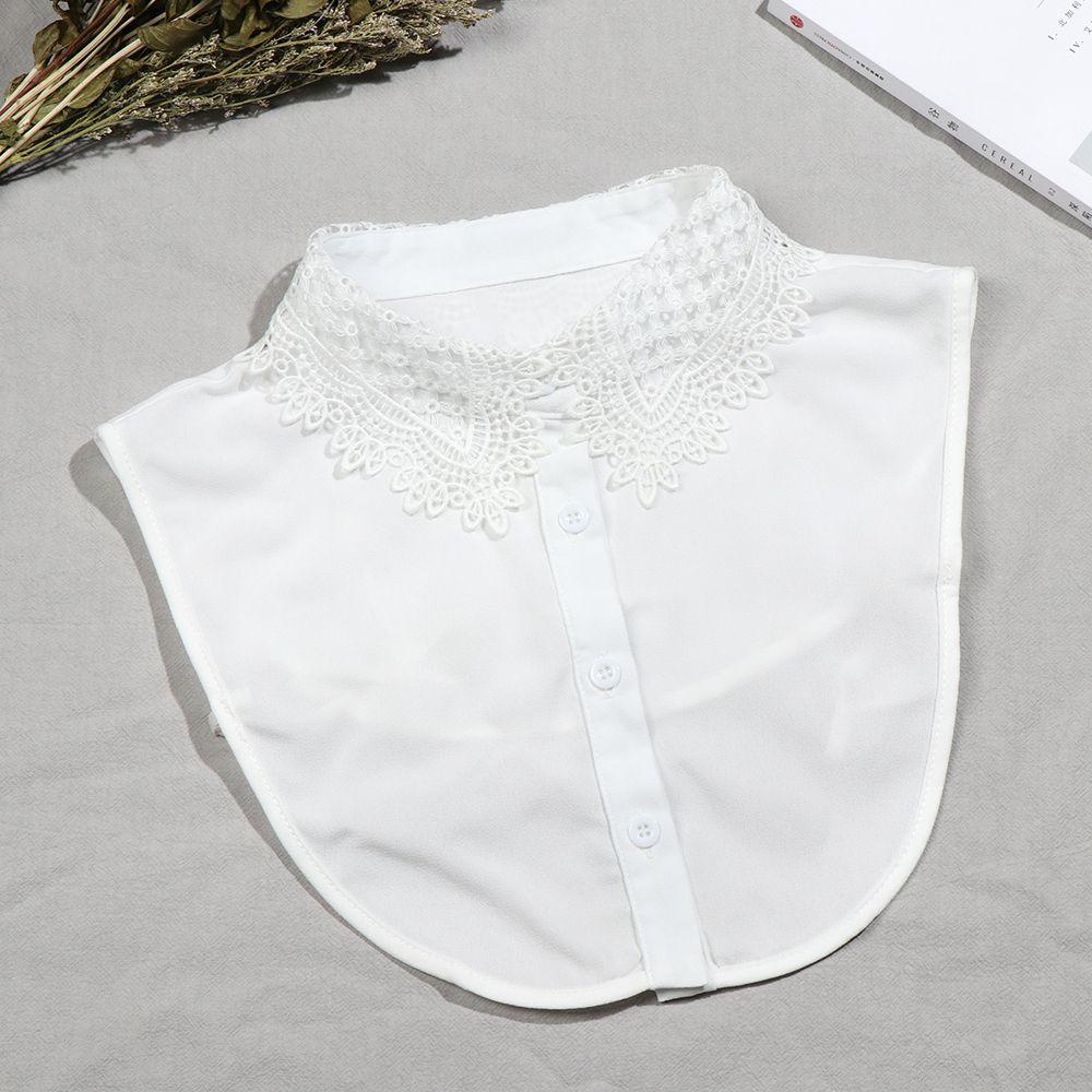 Cổ Áo Sơ Mi Giả Thêu Ren Màu Trắng Đen Thời Trang