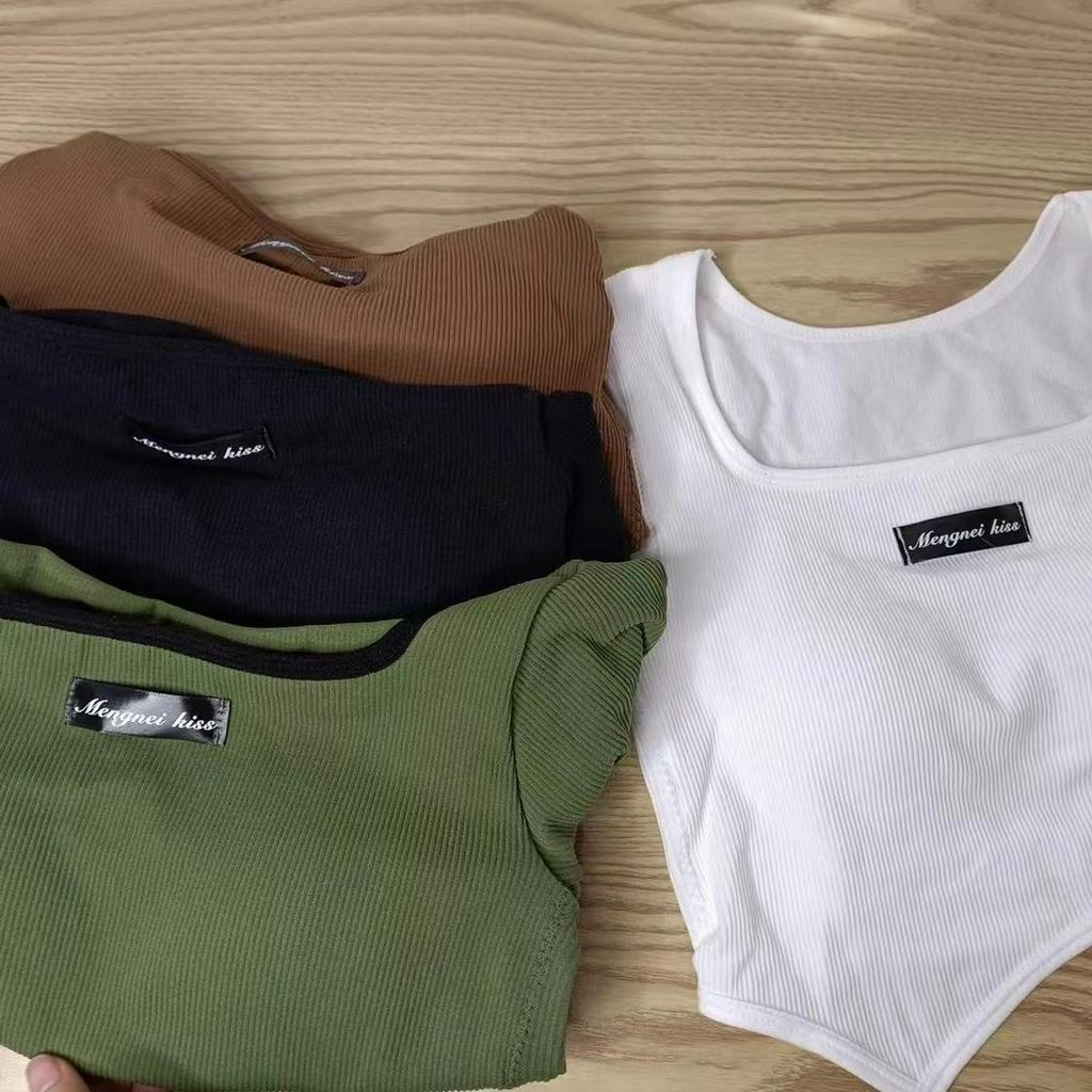 Áo thun body  tay ngắn cổ vuông form áo croptop nữ vạt xéo tôn dáng chất thun gân tăm mềm mịn - A170