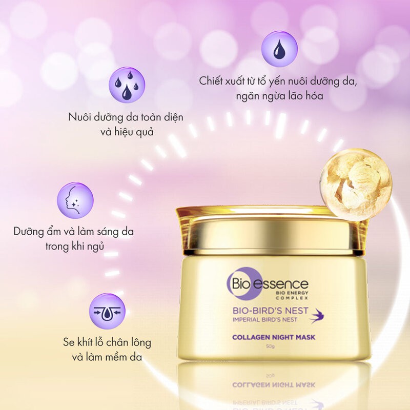 Mặt Nạ Ngủ Bio-essence Dưỡng Da Săn Mịn Rạng Ngời Bio-Bird’s Nest Collagen Night Mask 50g