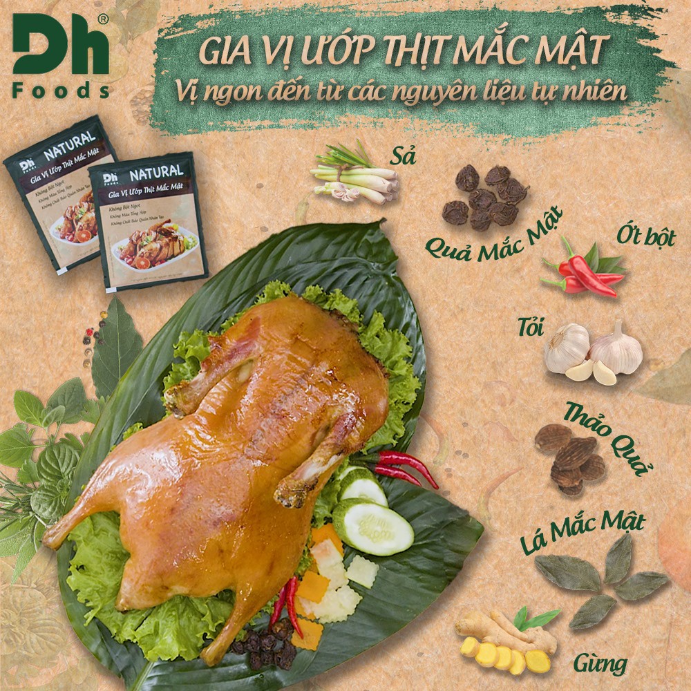 Gia vị ướp thịt mắc mật Natural Dh Foods gia vị nấu ăn mang hương vị núi rừng 10gr