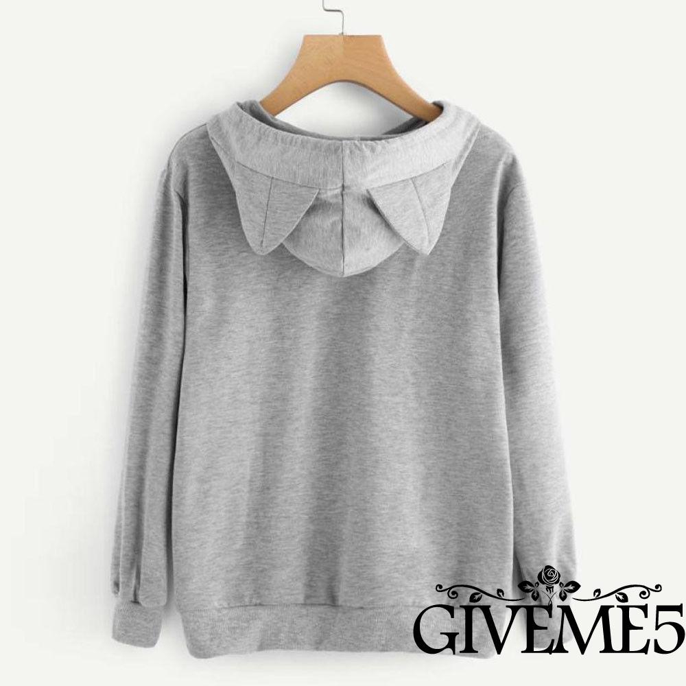 ♨♨-Women Long Sleeve Hooded Pullover Size S, M, L, XL, XXL)