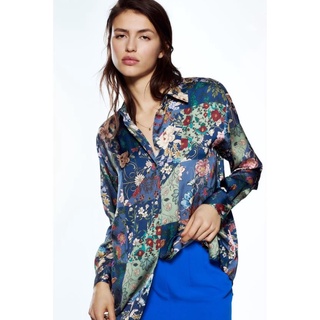 Áo Zara chemise satil silk sẫm màu mặc tôn da và gầy hơn - Luumooc