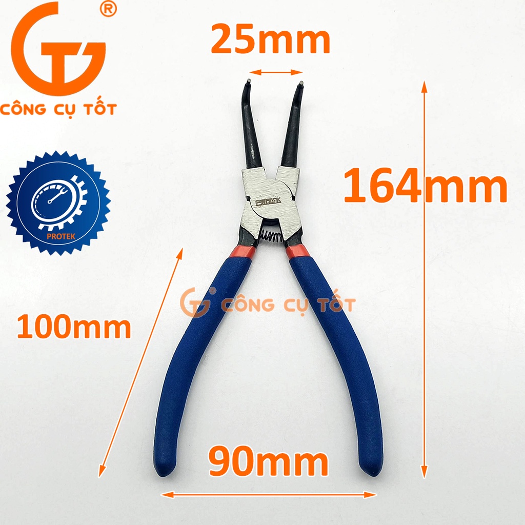 Kìm mở phanh trong mũi cong 7inch-175mm