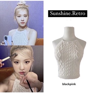Áo Croptop len cổ yếm giống Rosé BlackPink