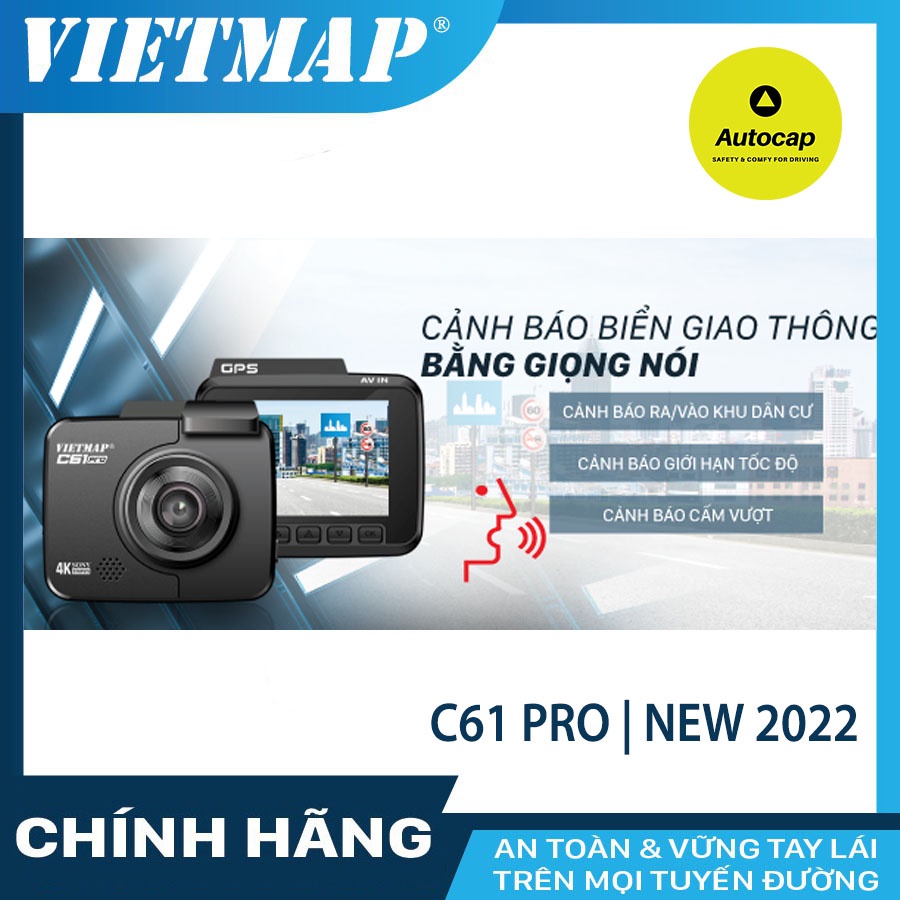 Camera hành trình VIETMAP C61 Pro (bản 2022) cho xe ô tô kèm thẻ nhớ 32G, 64G Tặng ngay phần quà trị giá 200k