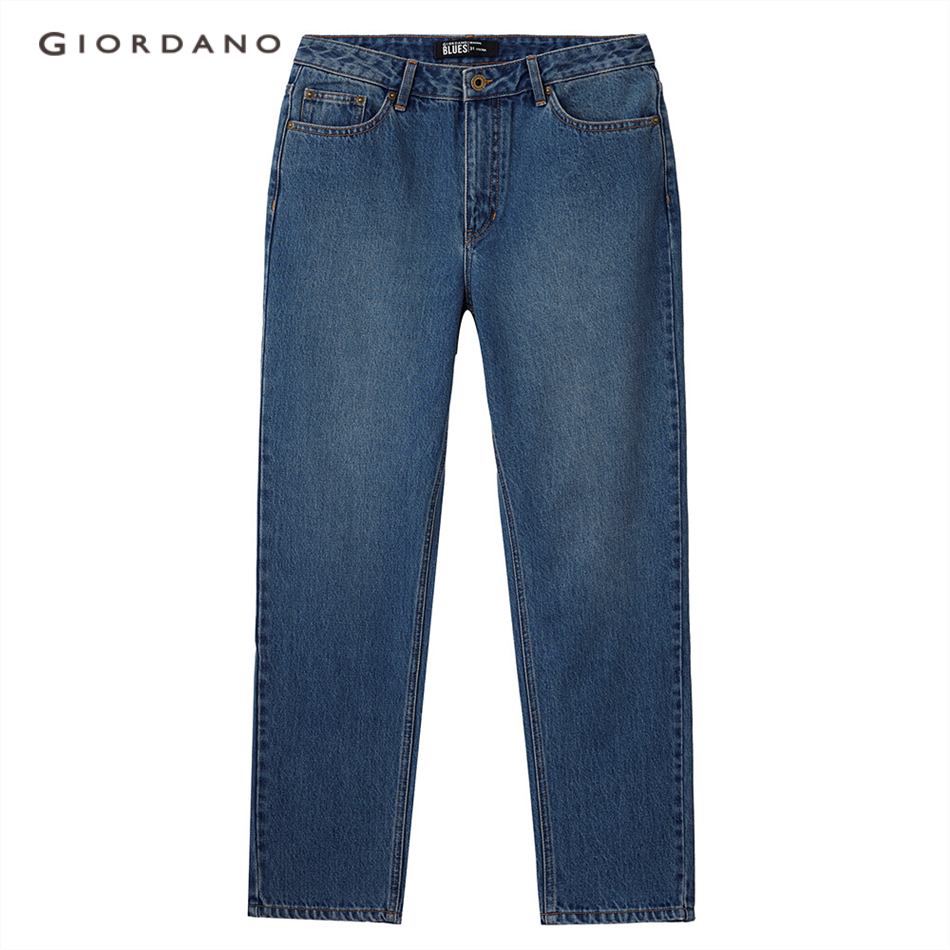 GIORDANO MEN Stone wash mid-rise tapered denim jeans 01111066